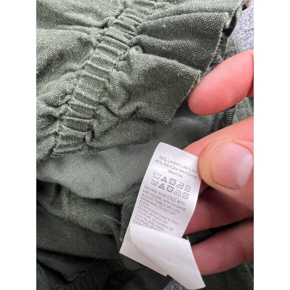 Lucky Brand Linen Blend Jacket Women's XS Army Green Zip Up Pockets Moto - Picture 5 of 6